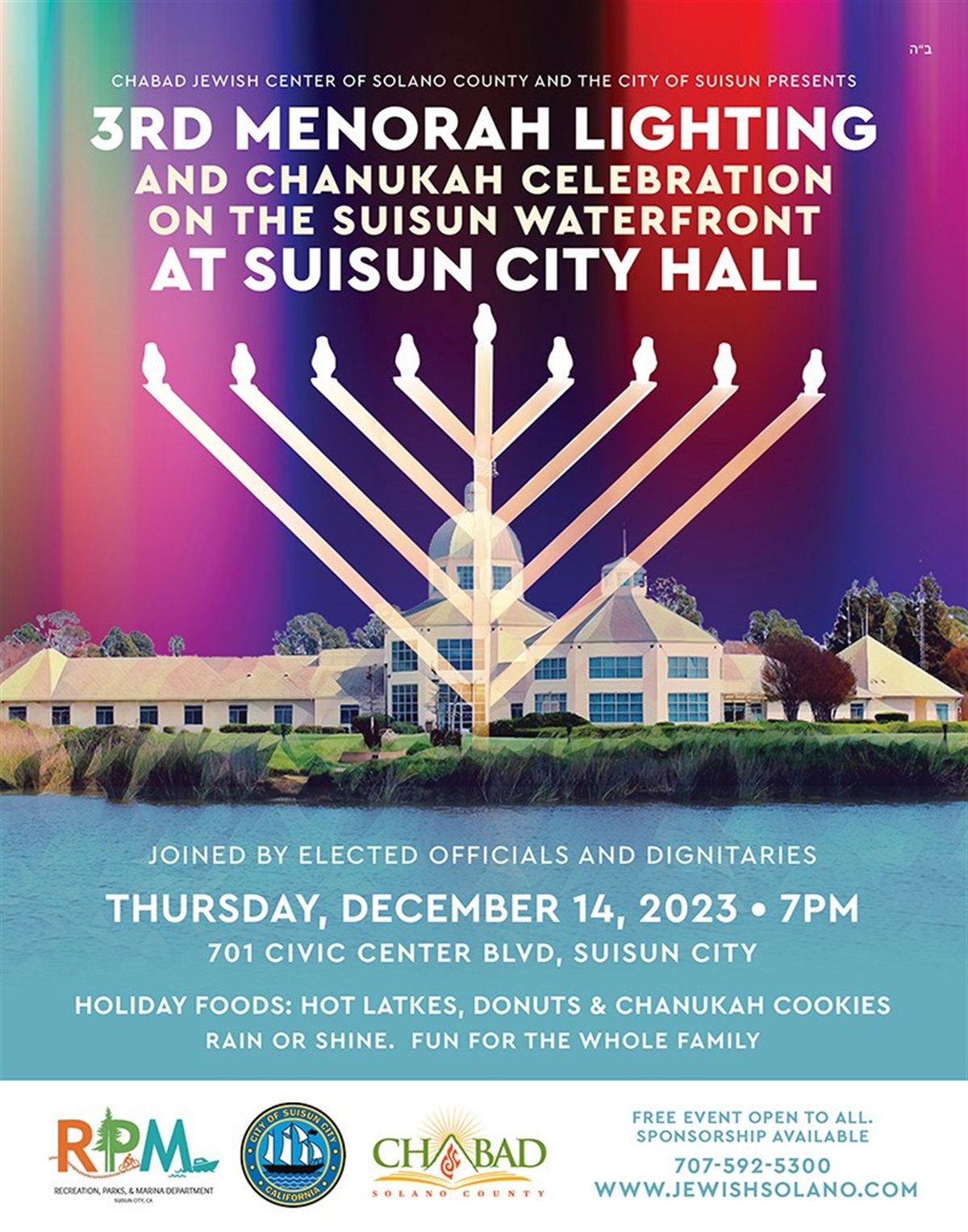 3rd Menorah Lighting and Chanuka Celebration Suisun City, CA